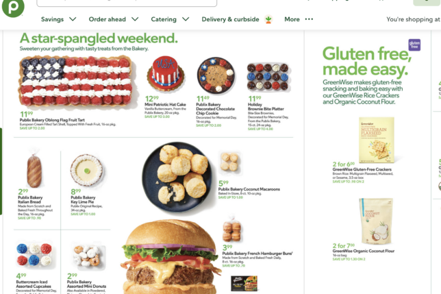a screenshot of a food website